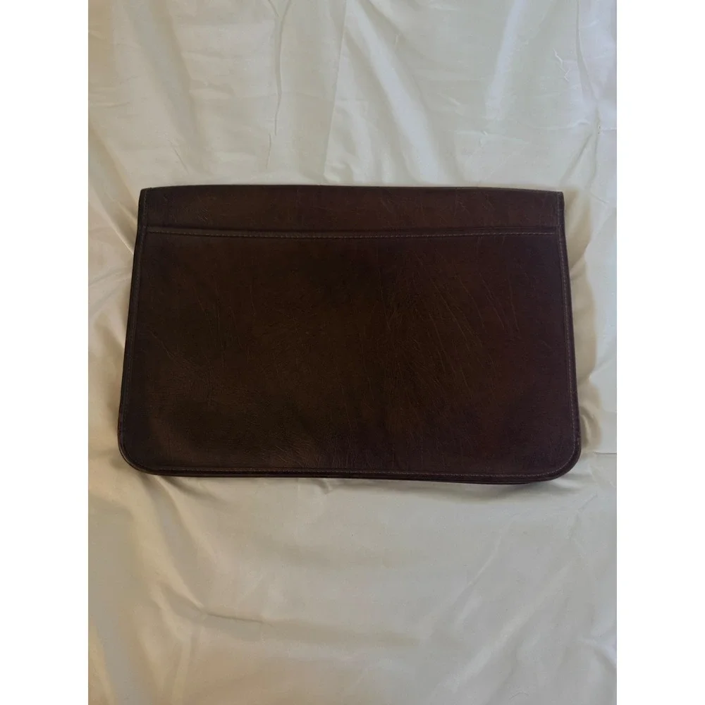 Samsonite Vintage 70's 80's Brown Leather Portfolio Briefcase Case Lock w/Key